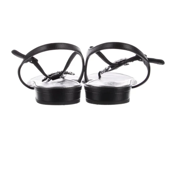 Chanel Interlocking CC Logo T-Strap Sandals - Picture 5 of 11